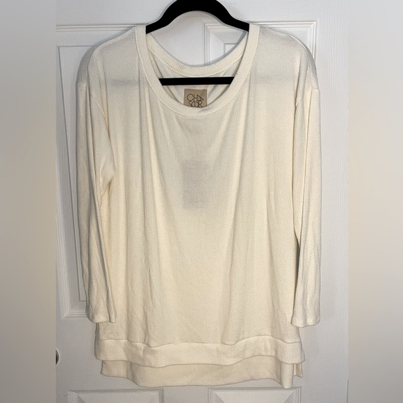 CHASER Ribbed Scoop Neck Long Sleeve Top - Picture 1 of 3